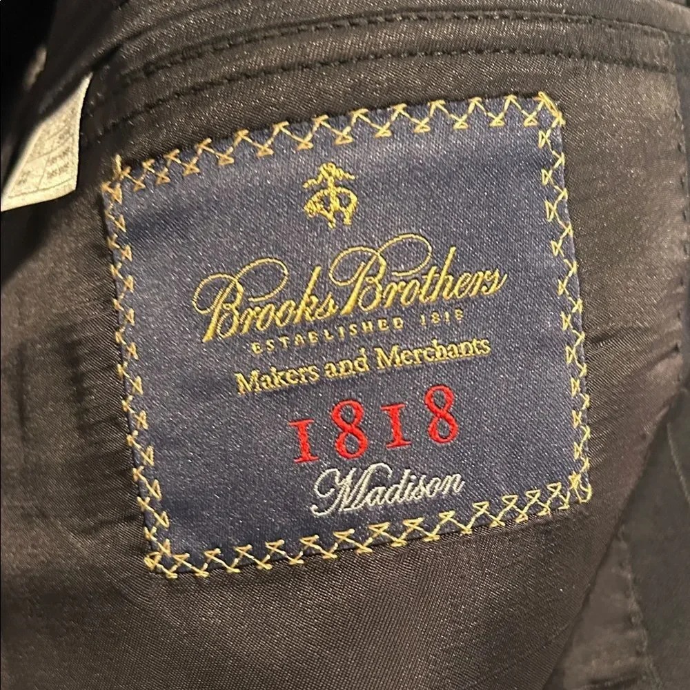 Brooks Brothers 100% Wool Makers and Merchants 1818 Black Pinstripe Blazer